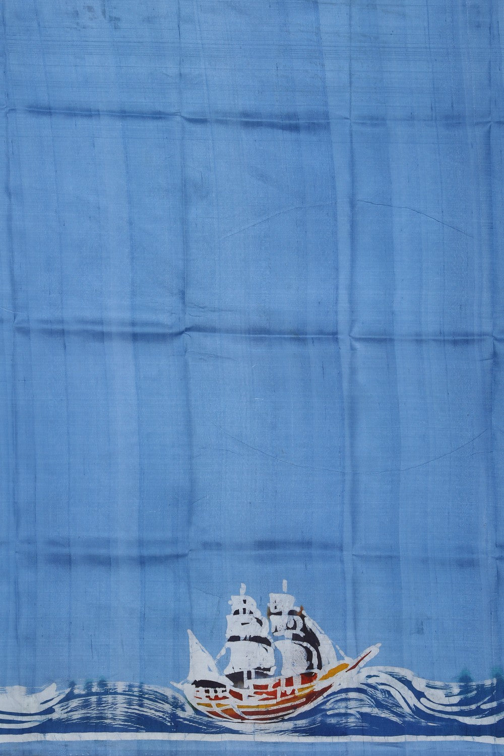 Image of Batik Printed Smoky Blue Saree